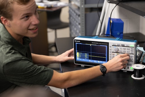 A student working on a electrical project 