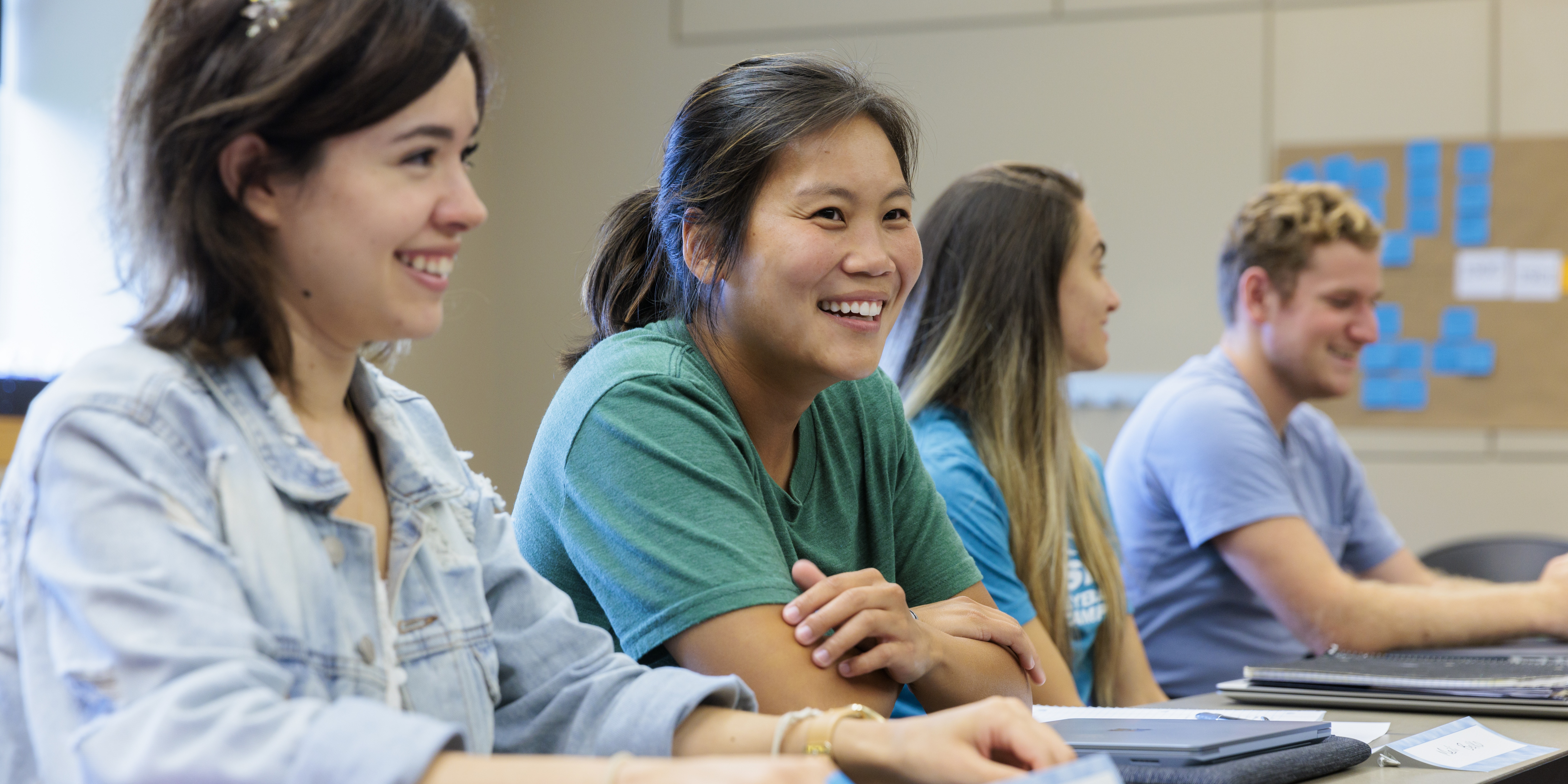 Students in Class, smiling.