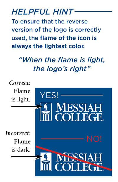 messiah college logo helpful hint