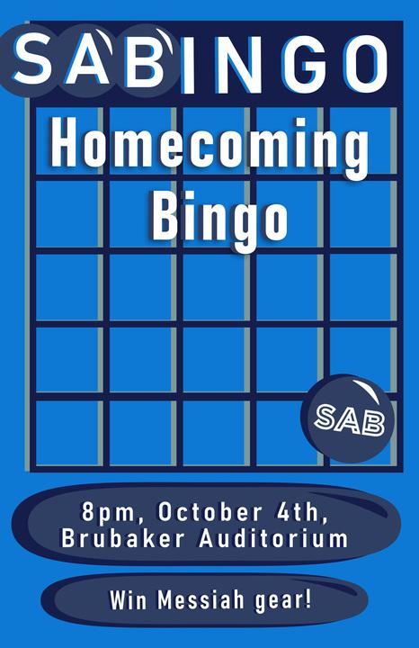 Sab homecoming bingo poster