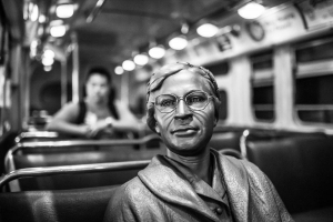 Rosa Parks on the bus at the Rosa Parks Museum, Montgomery, AL